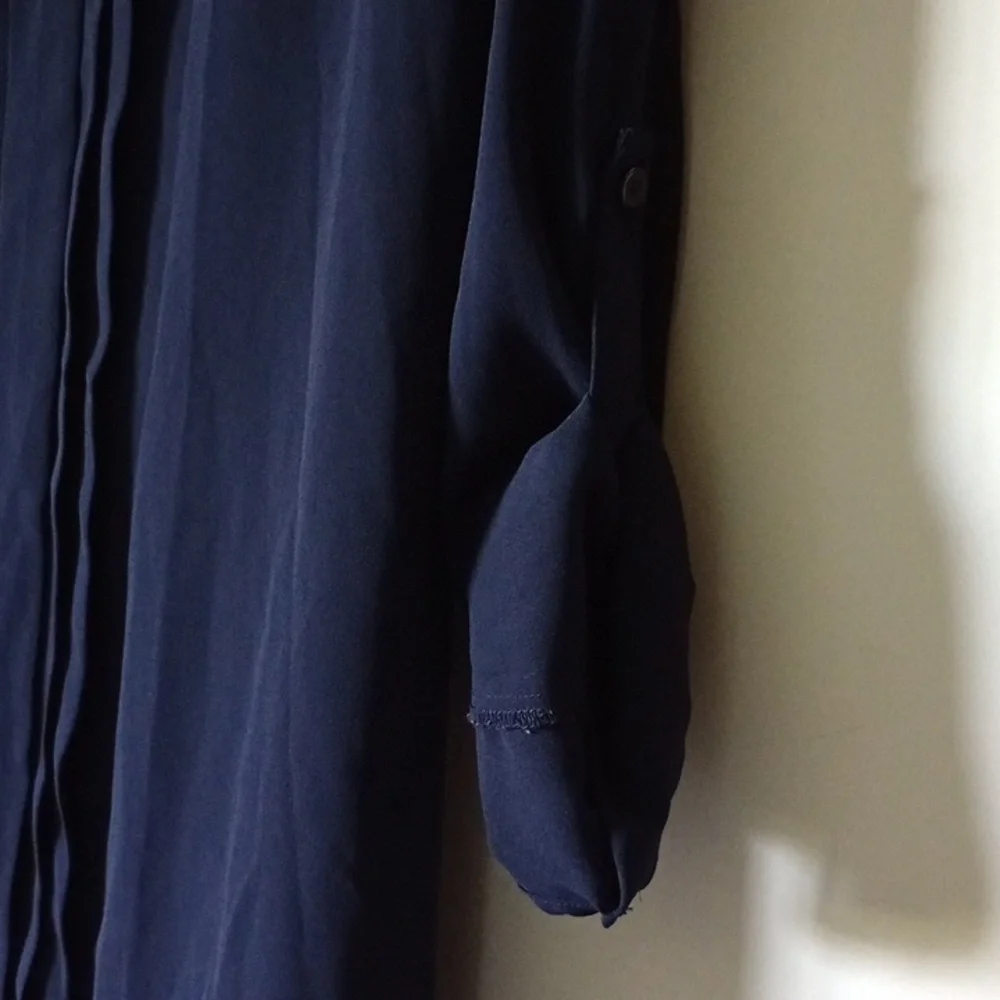 41 Hawthorn Navy Blouse With Roll Up Sleeves Size Medium - Picture 11 of 11